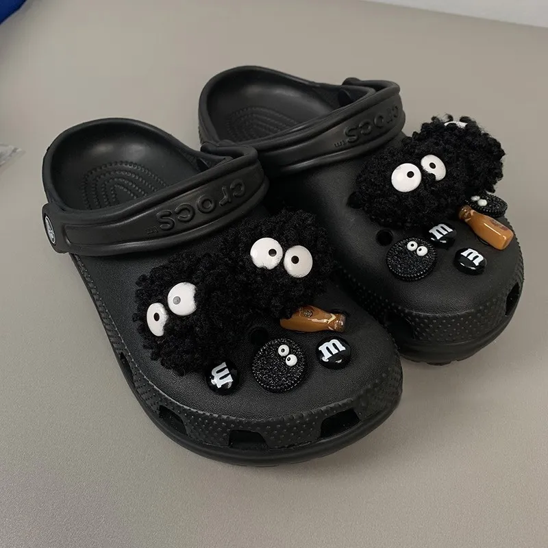 All black sales crocs with fur