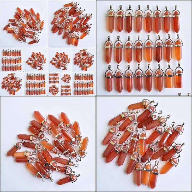 natural stone red onyx bullet shape charms point Chakra pendants for jewelry making diy necklace earrings