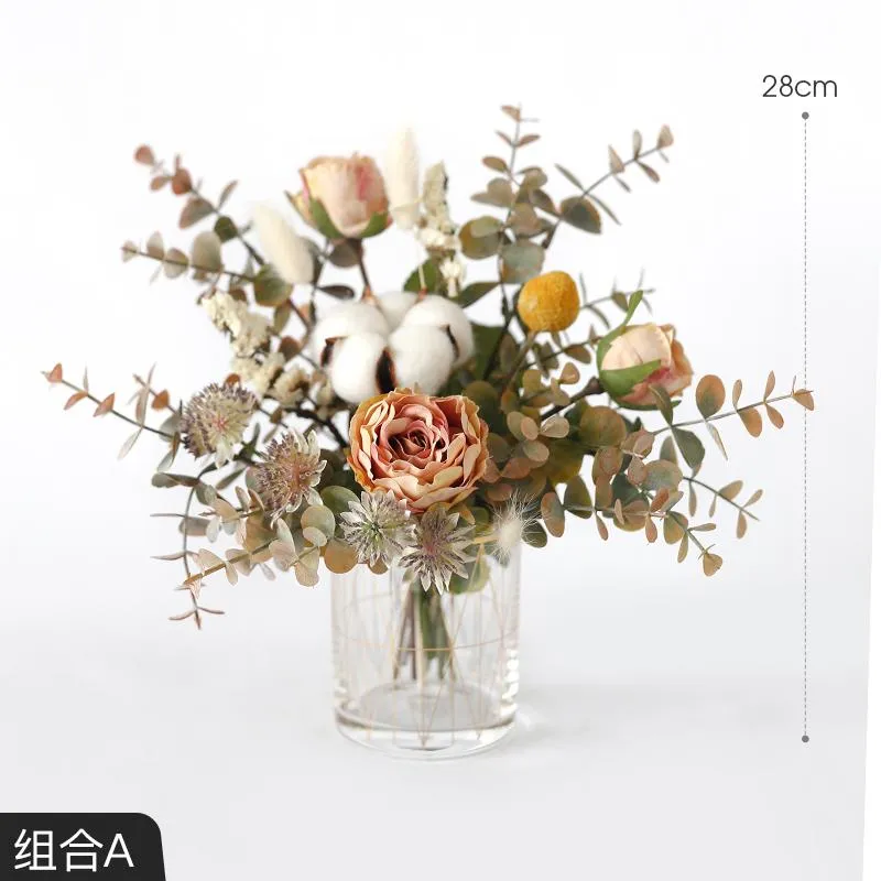 Decorative Flowers & Wreaths Artificial Flower Simulation Dried Bouquet Home Livingroom Decoration Floral Arrangement Decor Box Wedding Bouq