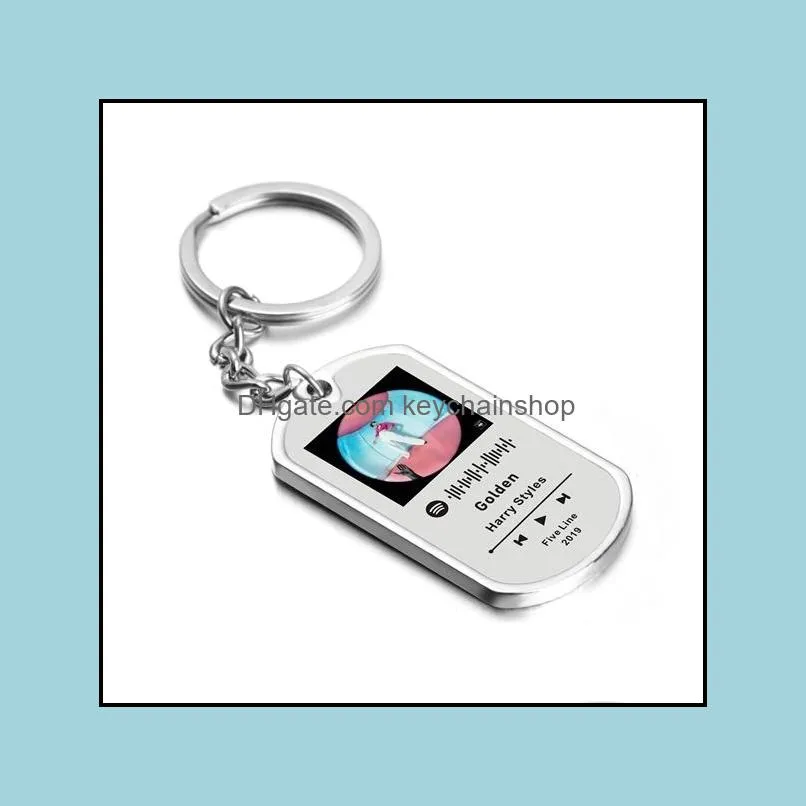 custom music spotify code keychain personalized album/personal photo for women men stainless steel keyring spotify code jewelry