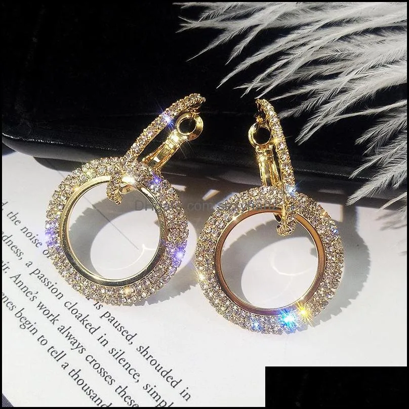 Design Creative Jewelry High-Grade Crystal Dangle Earrings Round Gold And Silver Color Wedding Party Earring For Women