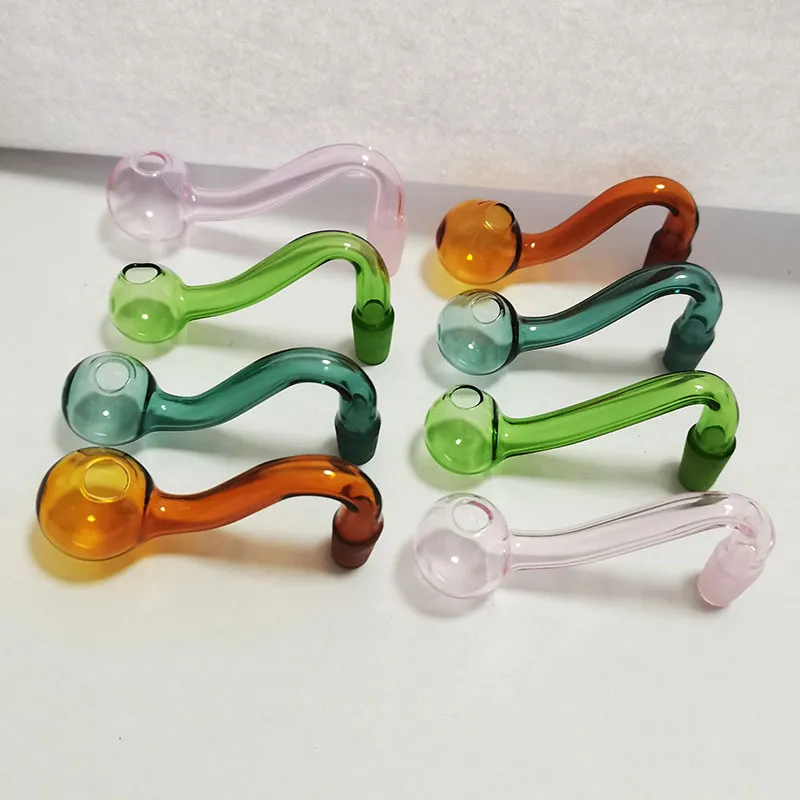 10mm Male Joint Oil Burner Pipe Pyrex glass Tobacco bowls for Water Pipes Hookah Shisha Bong Dab Rig Thick Smoking Accessories Mix Color Wholesale Smokers Gift