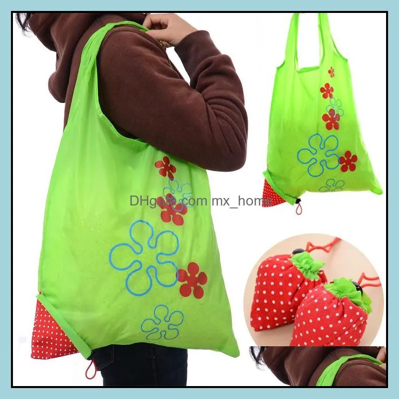 storage handbag strawberry grapes pineapple foldable shopping bags reusable folding grocery nylon large bag random color wll61