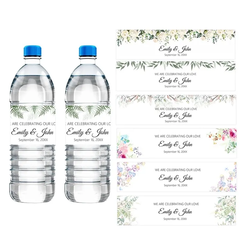 30pcs spersonalizowane etykiety z okazji rocznicy ślubu naklejki na Nazwę Tekst Water Bottle Bottle Stake