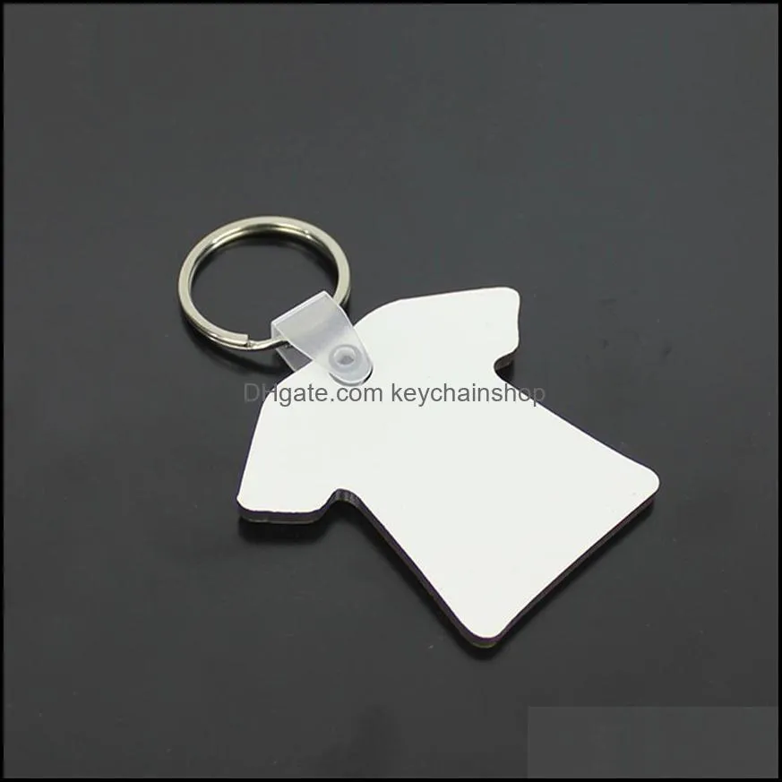 whole 100pcs diy mdf double blank t-shirt key chain sublimation wood key ring for heat press transfer jewlery po gift296e