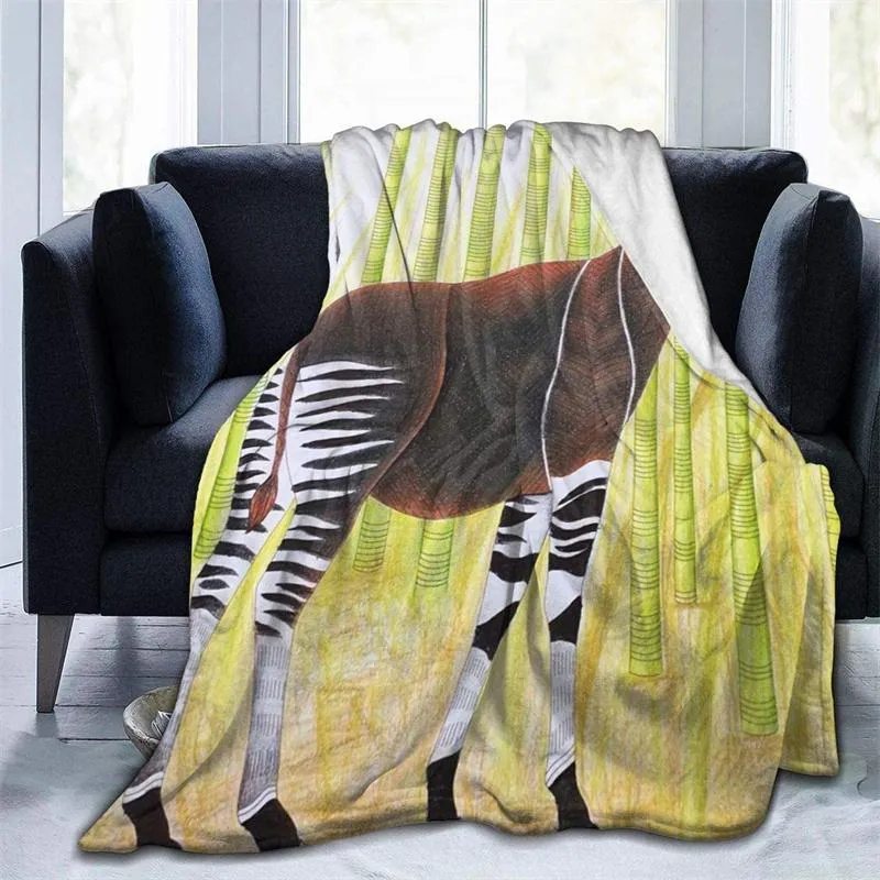 Blankets Protection Okapi Giraffes Cubre Camara Green Throw Blanket 3D Print On Demand Sherpa Super Comfortable For Sofa