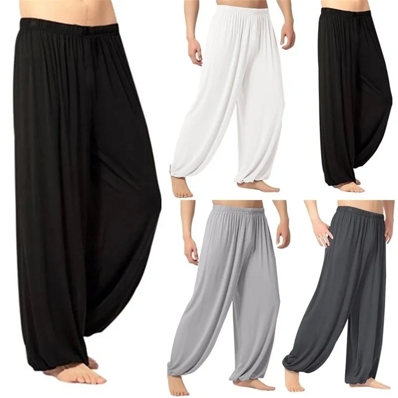 Män avslappnad solid färg baggy byxor Belly Yoga Harem Pants Slacks Sweatpants Trendy Loose Dance Clothing 220629