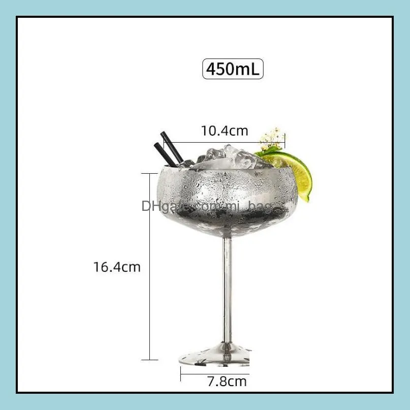 stainless steel mouth plate style champagne wine glasses cocktail glass creative metal wine glass bar restaurant drinkware by sea