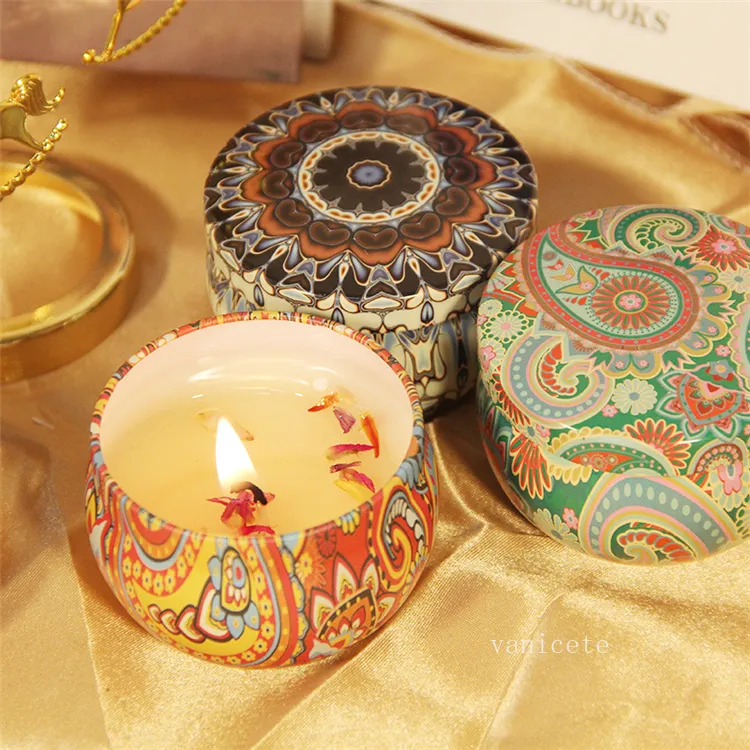 Fragrance dried flowers creative iron cans aromatherapy candles household flower birthday candles hand gift candlesZC1230