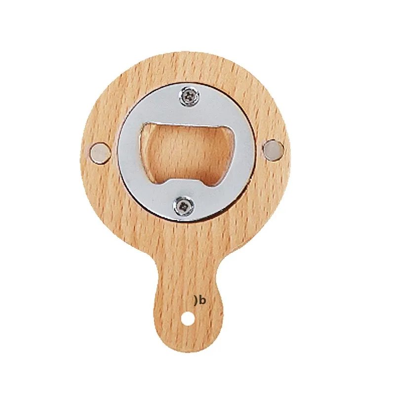 Wood Beer Opener with Magnet Wooden and Bamboo Refrigerator Magnet Magnetic Bottle Openers Kitchen Tools ZZB15263