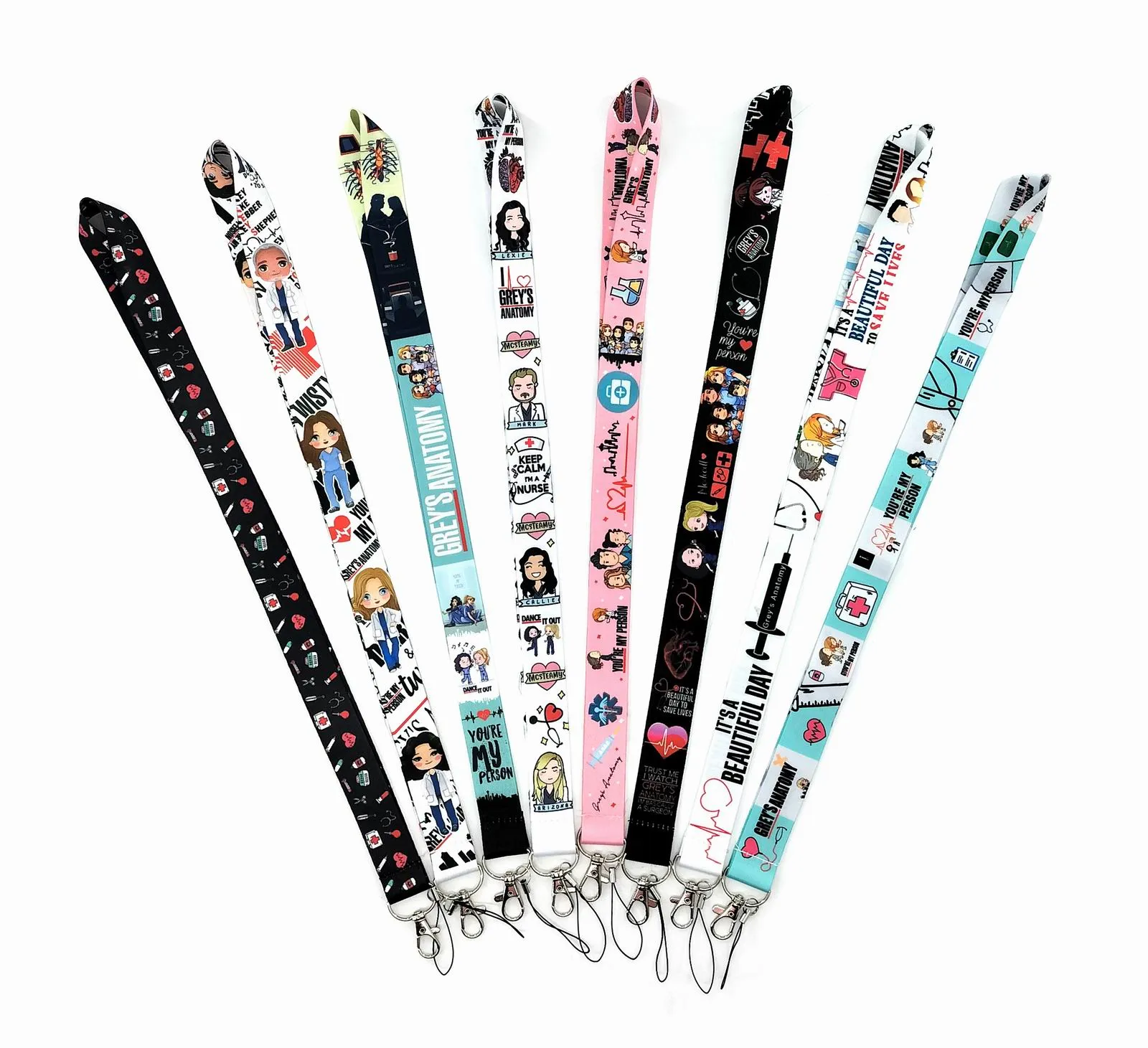 Cell Phone Straps & Charms 20pcs cartoon Grey's Anatomy nurse Neck Lanyard Mobile Key Chain ID Holders Badge Chains wholesale New 2022 #67
