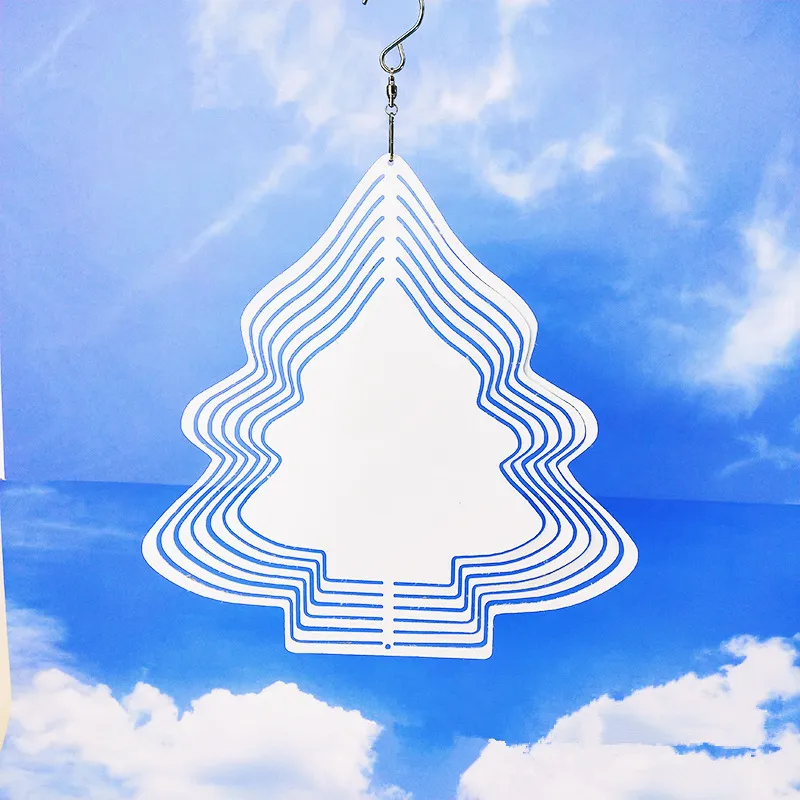 Sublimation Metal Wind Chime Heat Transfer White Blank Aluminum Wind Bell Double Side For Sublimating 9.8x9.8 inch Christmas Tree Pendants 1mm Thickness A12