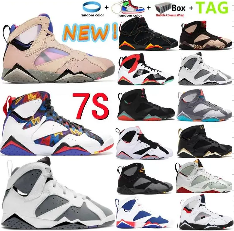 2022 Kvinnor Herr Jumpman 7 Citrus 7S Sapphire basketskor med strumpor Greater China Oregon French Blue Black Patent Tinker Alternativa tränare Sneakers