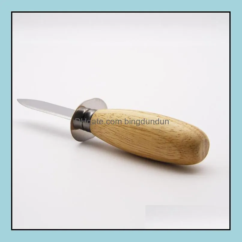 wood-handle oyster shucking knife tools stainless steel oysters knives kitchen food utensil tool sn4471
