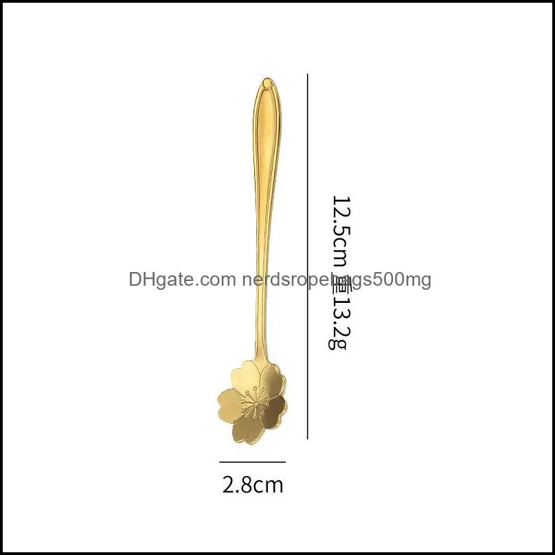 Gift spoon long cherry blossom spoon creative golden coffee stirring dessert flower wholesale