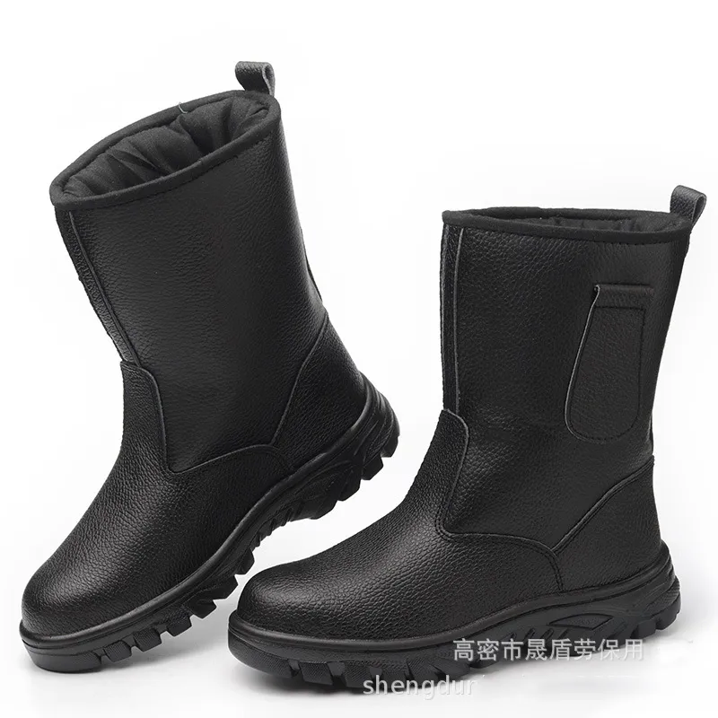 Mens Winter Leather Fishing Boys Winter Boots With Plush Bot Steel