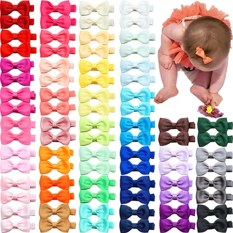 10pcslot vaste kleur grosgrain lint bowknot peuter haar clips handgemaakte bogen babymeisjes barrettes pony haarspelden po props 220602