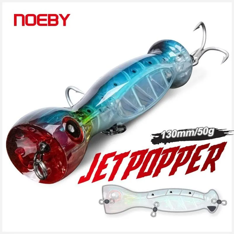 Noeby Popper fiske lockar 130mm 50g toppvatten Big Jet Popper Artificial Hard Bait med styrka krok för hav GT Fishing Lure 220624