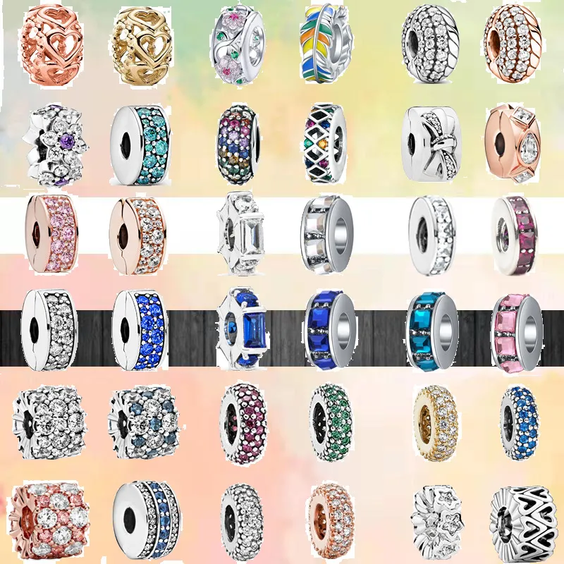 925 Argent Charme Perles Dangle Coloré Zircon Perle Fit Pandora Charms Bracelet DIY Bijoux Accessoires