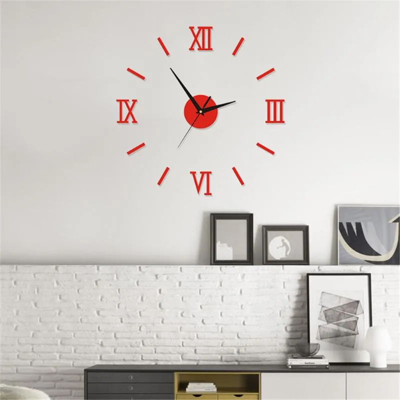 Wall Clocks Home Decor 3D DIY Sticker Acrylic Clock Self Adhesive Decal Mirror Household Decoration Accessaries SuppliesWallWall