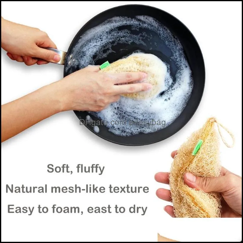 3pcs/set ecological reusable kitchen sponge new pure handmade multilayer natural loofah scrubber anti-oil dish cleaning brush