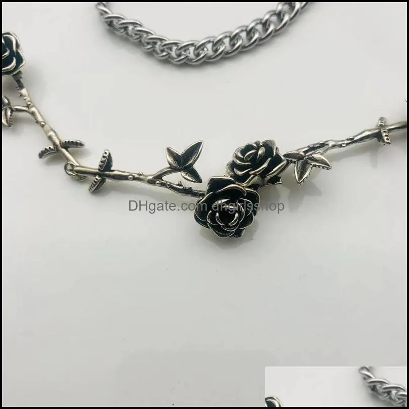 ERD Style Rose Necklace Bracelet Retro Ins Niche Design Men And Women Clavicle Chain Simple Light Luxury Fashion Jewelry