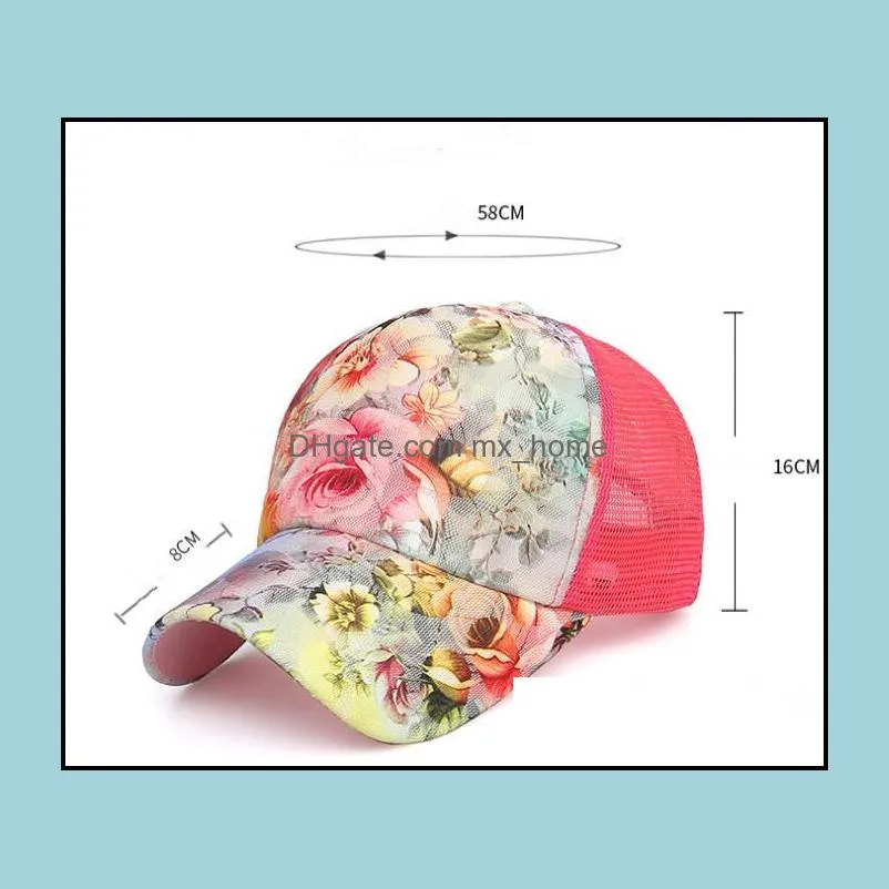 Girl Rose Flower Caps Unisex Classic Baseball Hats Summer Mesh Hat Snapback Leisure sunshade Cap Hip Hop Hat GGA2496