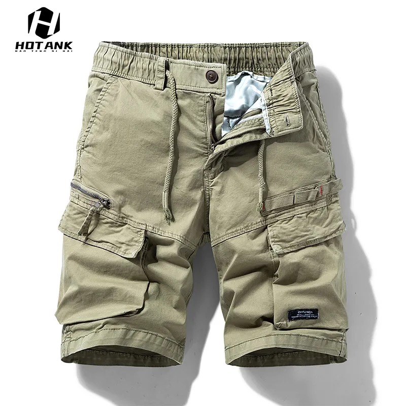 Summer Men Shorts Fashion Cargo Zipper Casual Multiple Pockets Military Short Pants Mens Loose Jogging Streetwear 220714