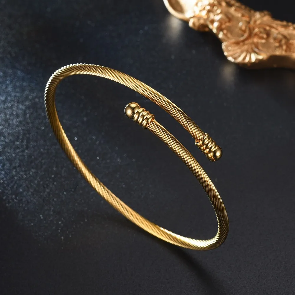 Roestvrijstalen draai bangle manchet goud open verstelbare armband polsband voor vrouwen mode fijne sieraden wil en zandig