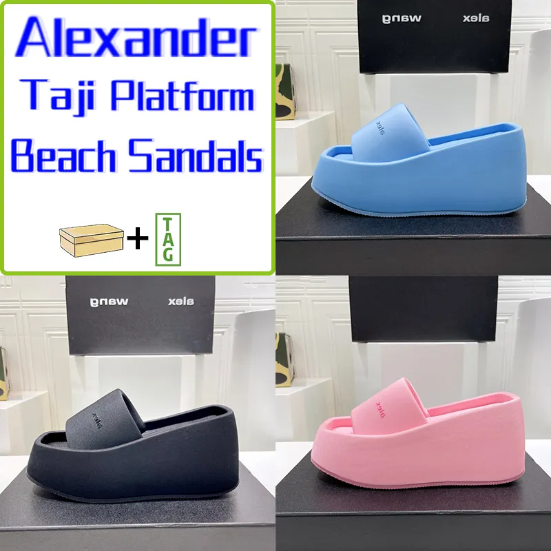 Mit Box Alexander Taji Plattform Hausschuhe Sommer Strand Sandalen Luxus Rutschen Schwarz Rosa Blau Mode Männer Frauen Schuhe Indoor Slide Slipper