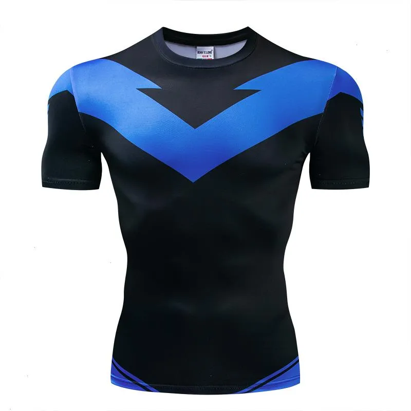 Nightwing Short Sleeve Polo Shirts Fashion Compression Shirt Thanos 3D Printed T-shirt Mens Summer Casure Crossfit Fitness Top