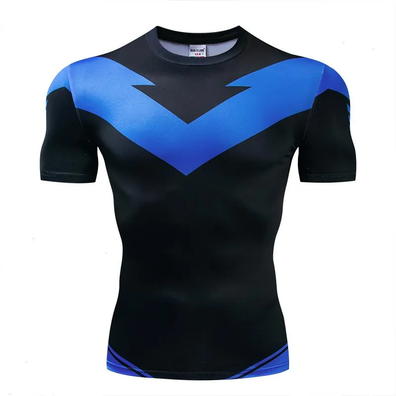 Camisão de pólo de manga curta de asa noturna camisa de compressão de moda Thanos 3d camiseta impressa masculino crostafffit de fitness top de fitness