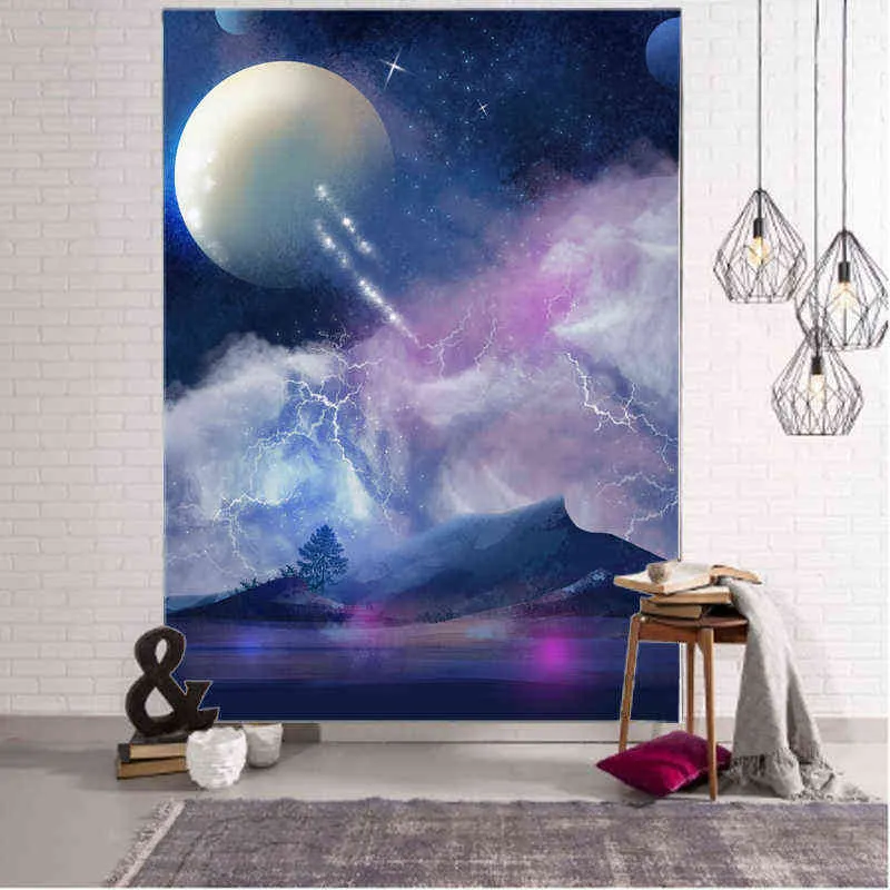 Astronaut Cartoon Decoration Carpet Curtain Wall Cloth Bohemian Hippie Bedroom Study Backg J220804