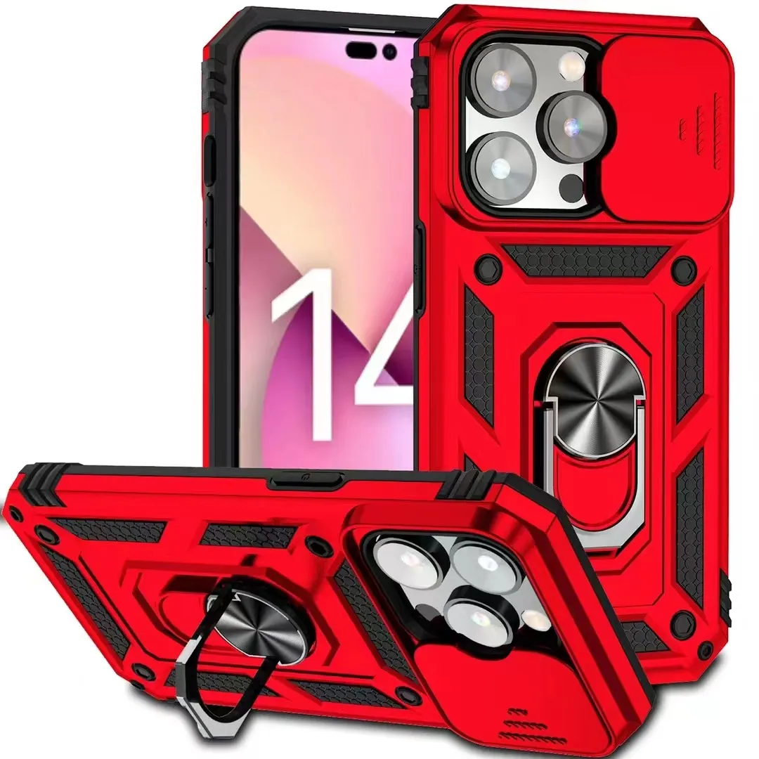 Military Shockproof PC &TPU Cases For iPhone 15 14 13 12 11 PRO Max Magnetic Car Holder Ring Samsung Galaxy S22 Note10 Camera opening window holder