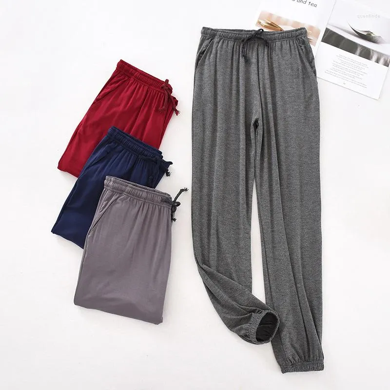 Vêtements de nuit pour hommes Plus Taille Printemps Automne Hommes Modal Pantalon Loisirs Sommeil Long Pantalon Pour Homme Lâche Élastique Mince Bas HomewearHommes