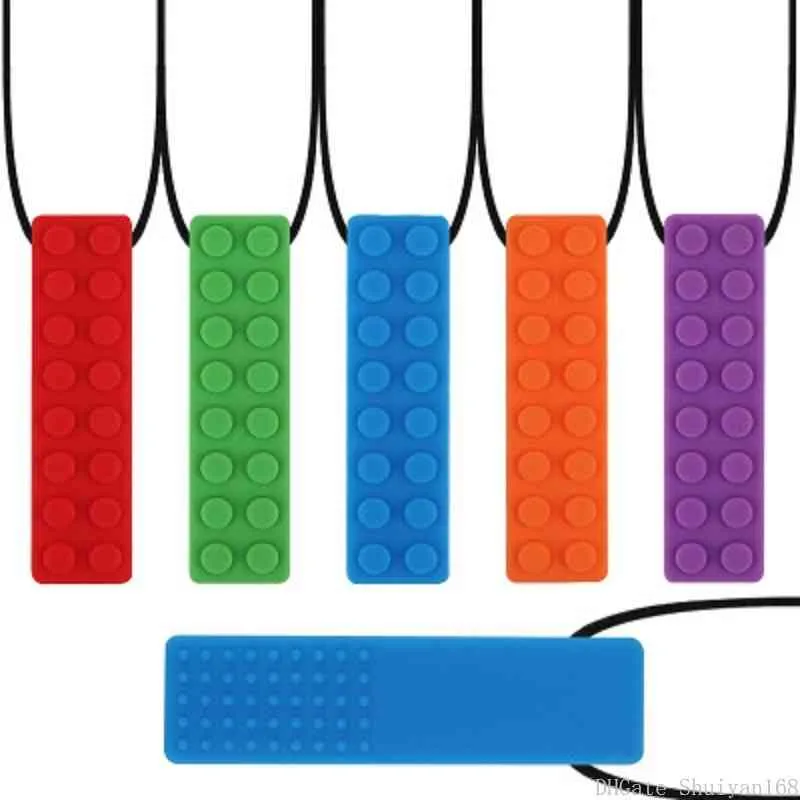 Silicone Block Chewing Brick Collares Collares para niños Autism Chewy Sticks Pendants Pendientes Niños Collar de juguete Cabastecible Joya de joyería