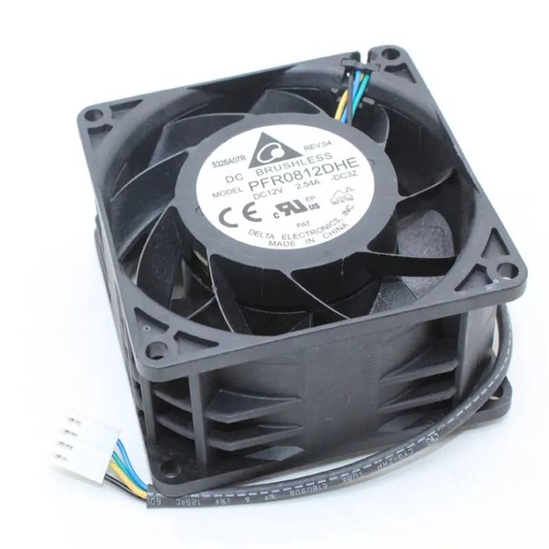 Ventilador de atacado: Delta PFR0812DHE 12V 2.54A 8038 8cm Ventilador de servidor de violência de potência de quatro fios