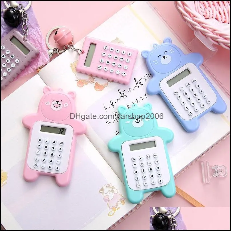 cartoon cute bear calculator mini portable small battery-powered calculatorportable elementary school student computer