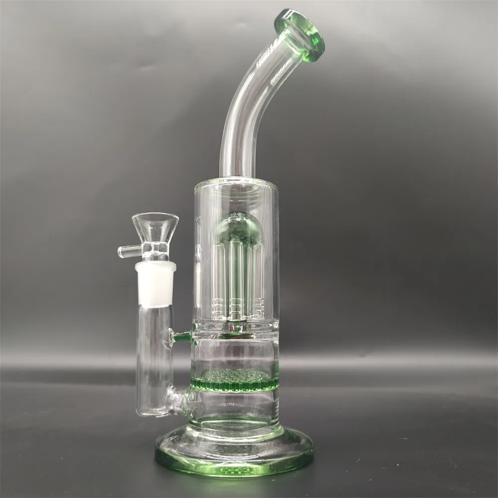 10,6 "Grönt glas vattenrör Bong Hookah pipes Bongs Tobacco Rökning 18mm skål