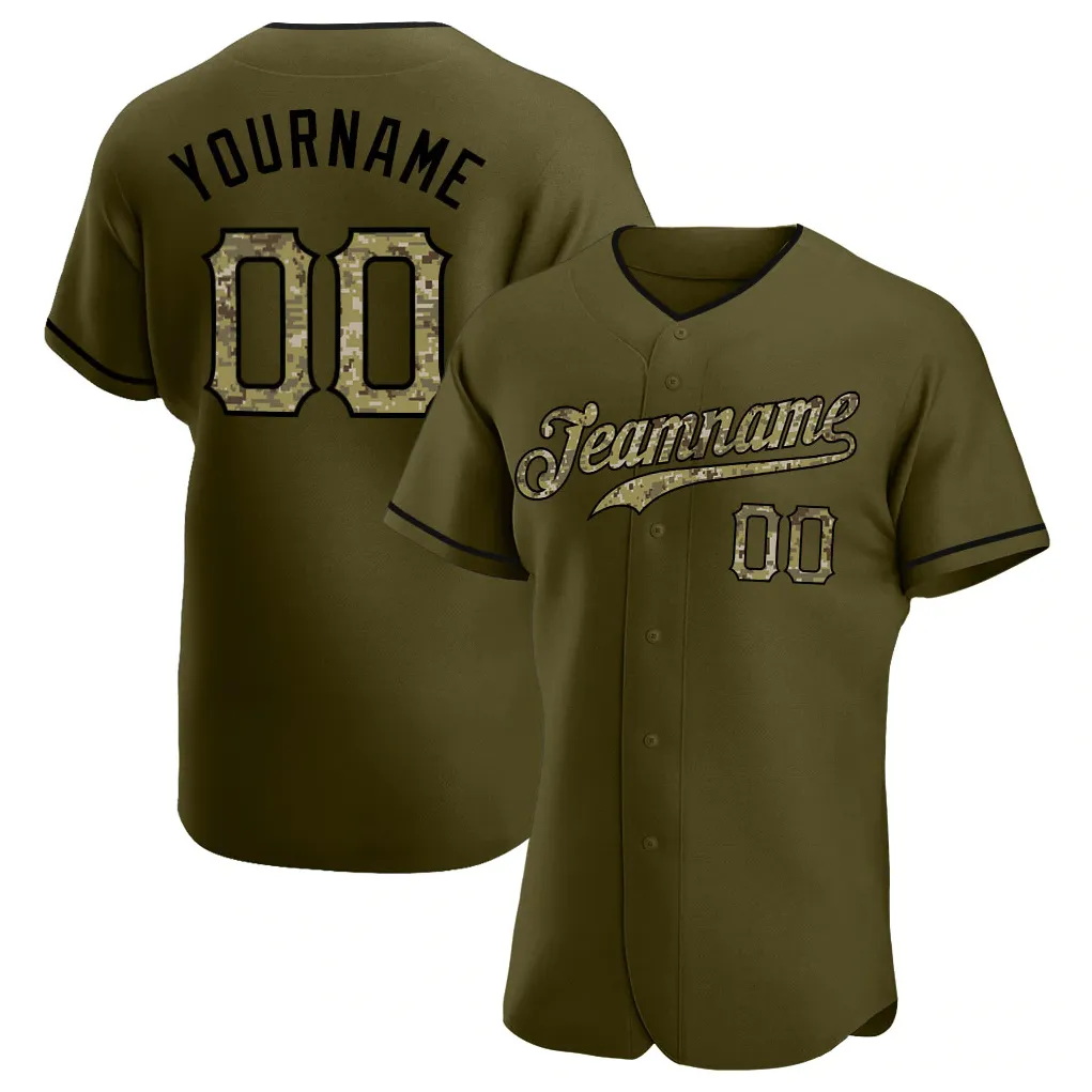 Saluto autentico CAMME OLIVE CAMO-BLACK AUTENTICO PER SERVIZIO Jersey da baseball 809809