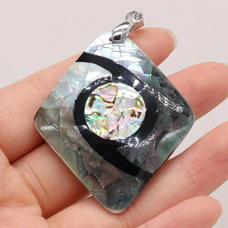 Pendant Necklaces Natural Abalone Shell Diamond Handmade Crafts DIY Charm Party Necklace Jewelry Accessories Gift Making For Woman 45x60mmPe