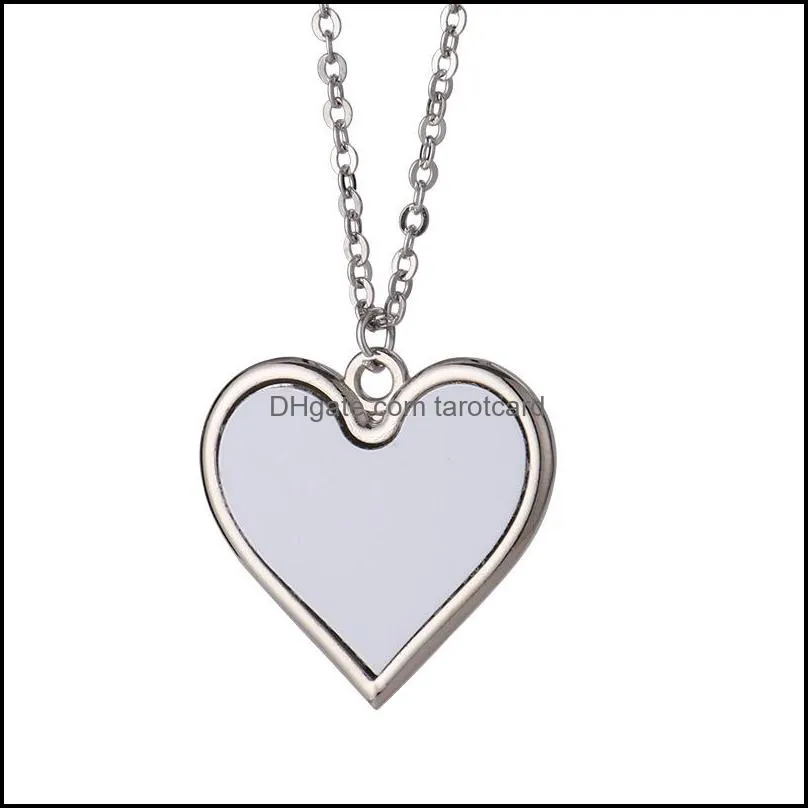 Sublimation Blank Necklace Party Zinc Alloy Playing Card Necklaces Heat Transfer Valentine`s Day Mother`s Day Pendants DIY Women Gift