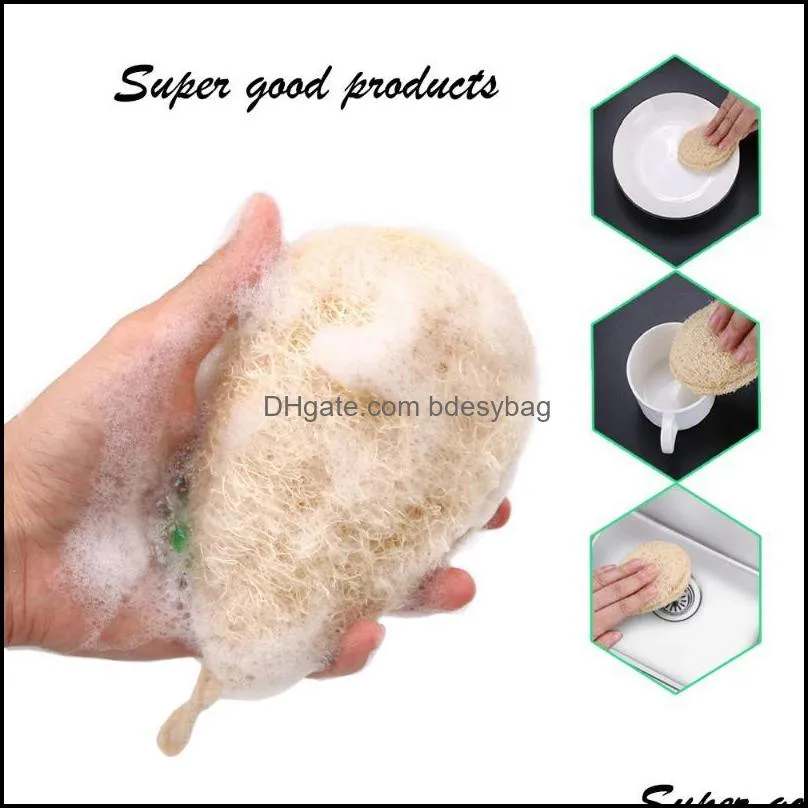 3pcs/set ecological reusable kitchen sponge new pure handmade multilayer natural loofah scrubber anti-oil dish cleaning brush