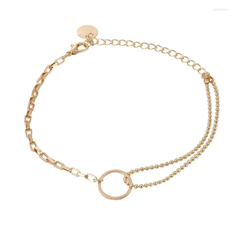 Winter Verkauf Einfache Stil 2 Farben Asymmetrie Geometrische Kette Connact Kreis Armband Für Frauen Mädchen Mode Schmuck Link