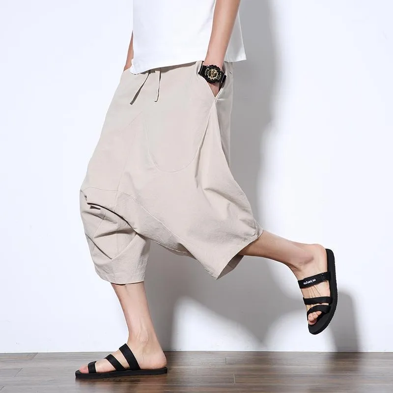Этническая одежда M-5xl Plus Size Men Harem Pants 2022 Мужские летние хлопковые белки для мужчин винтажный китайский стиль крест