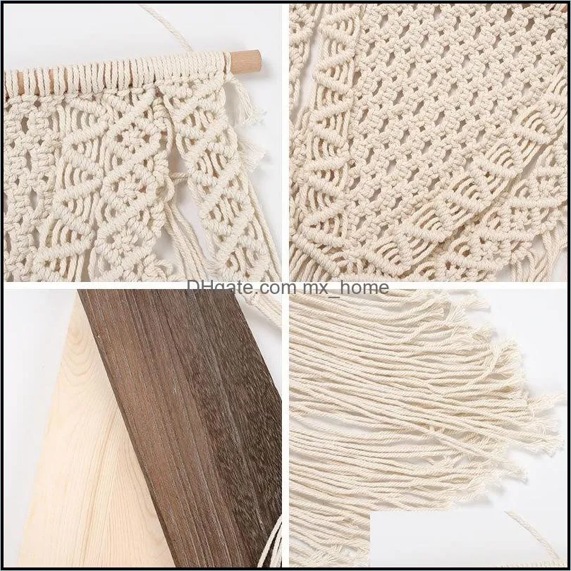 Macrame Wall Hanging Rope Floating Shelf Plant Rack Boho Tapestry Home Decor 17.7X41Inch Other