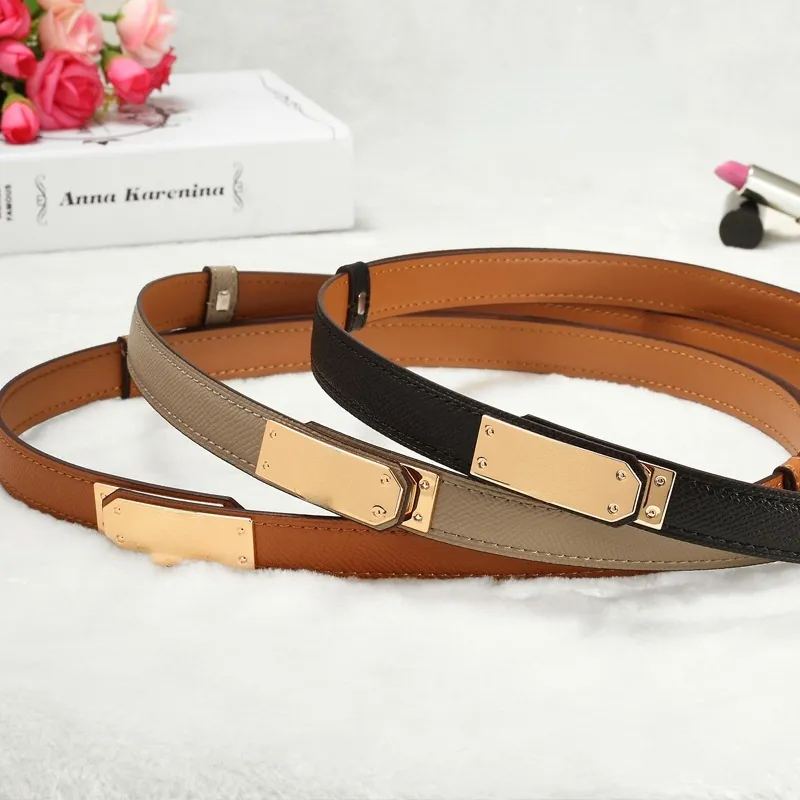 Thin leather belt- brown with gold- designer inspired Handmade Italian Leather Belt: Slim Brown Belt With Gold  main image 3