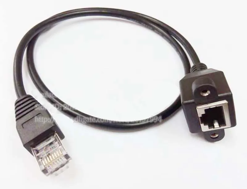 케이블, 60cm RJ45 8P8C CAT5E 남성 여성 LAN 이더넷 네트워크 확장 케이블 패널 마운트 구멍 / 2pcs