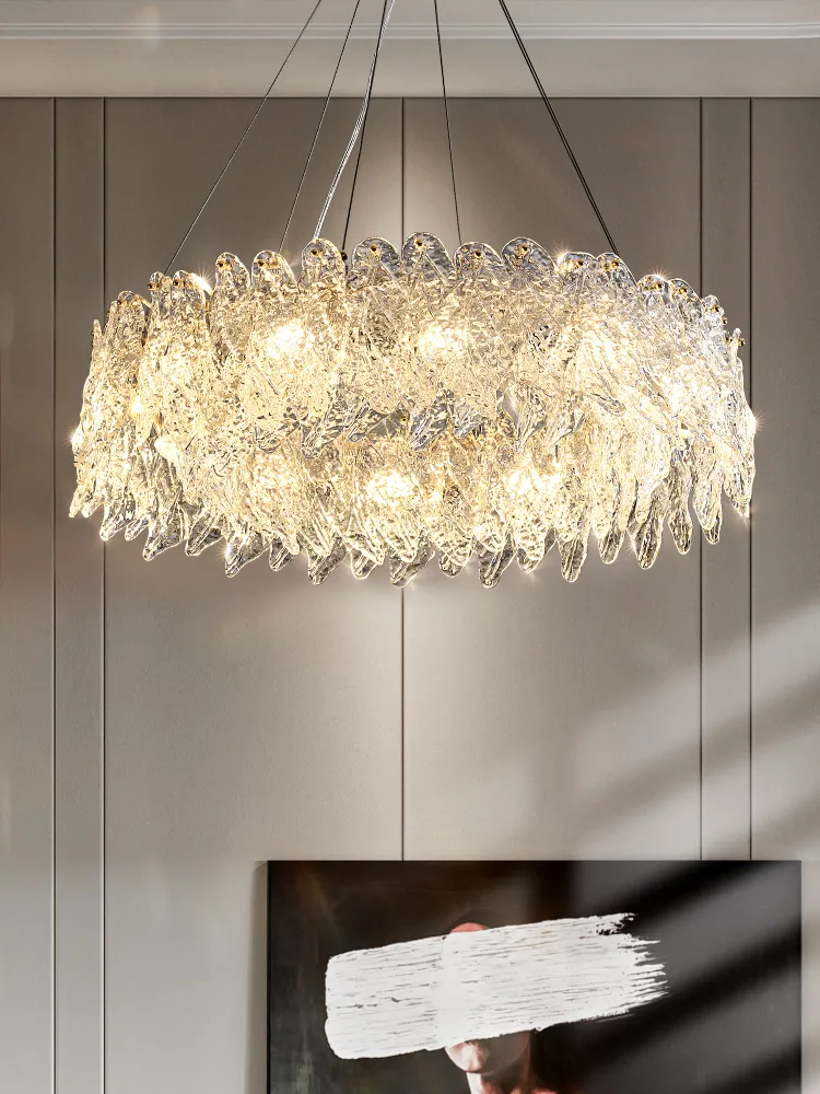 Kolye lambaları Çağdaş lüks ev yatak odası, yuvarlak tavan kristal modern avizeler oturma odası için kolye