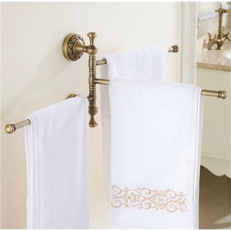 Твердый латунный винтажный стиль ванная комната для полотенец антикварной латунь четыре уровня бассейн держатель для полотенца